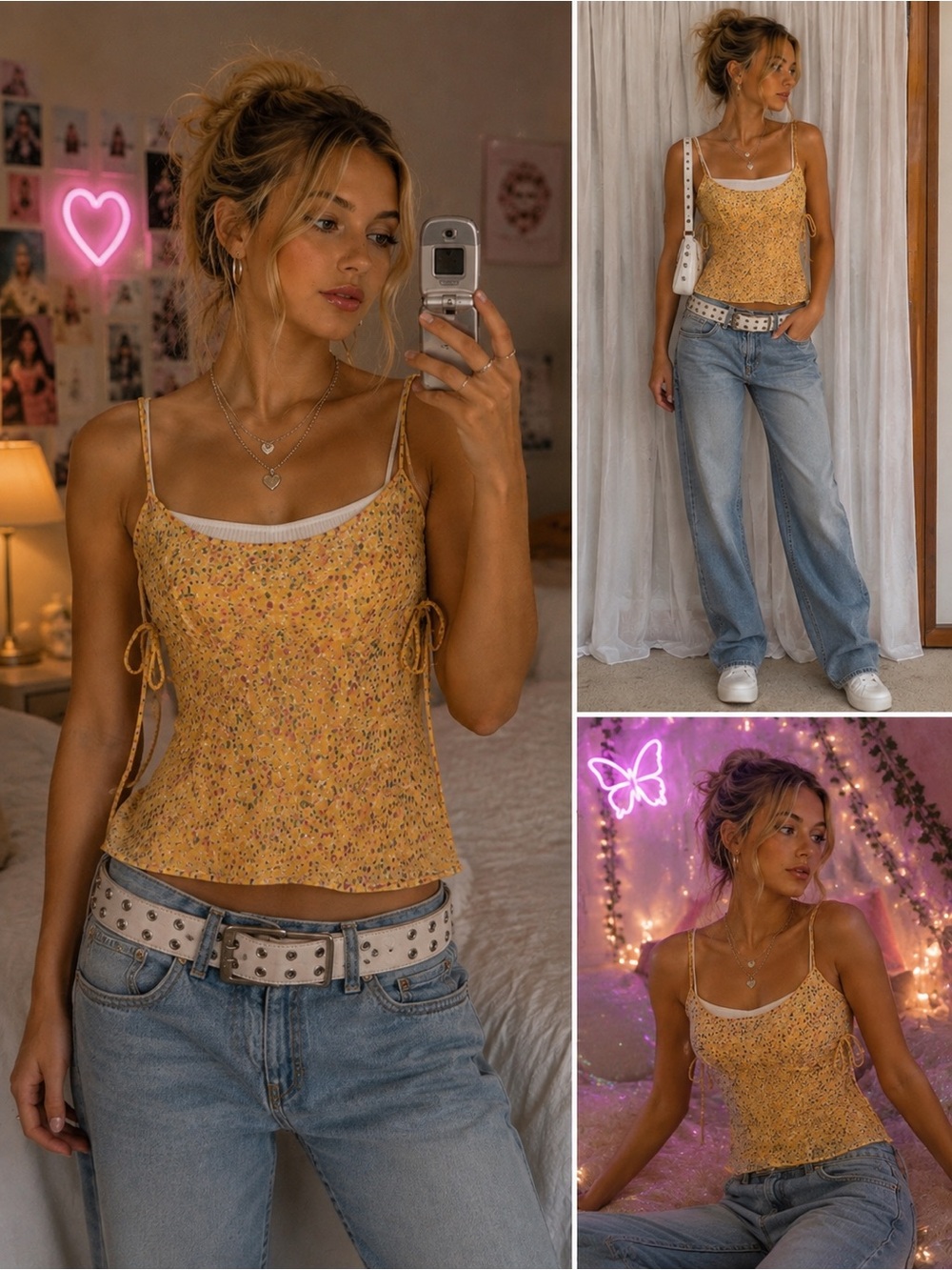 Victoria secret Yellow Floral Spaghetti Strap Cami Top small